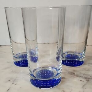 Vintage | Murano Bullicante Bubbles Cobalt Blue | Hand Blown Highball Glasses
